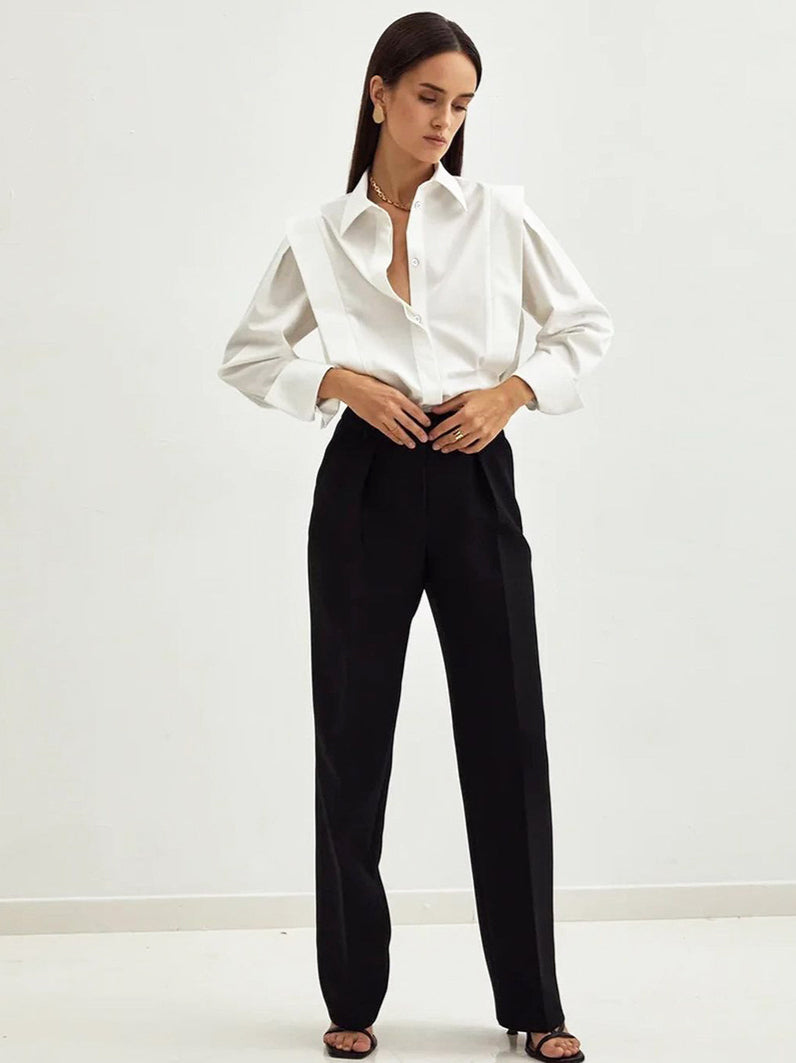 Structured Square Shoulder Panelled Blouse