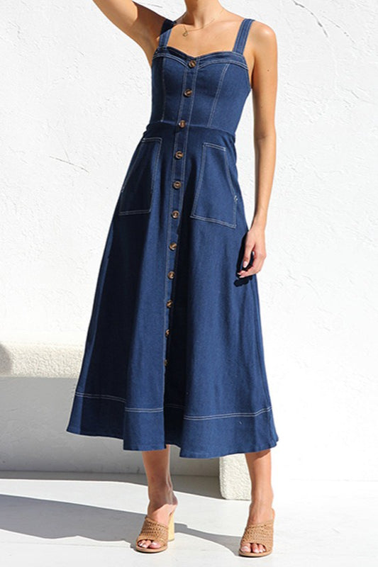 Casual Button-Up Denim Dress