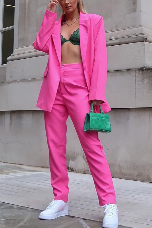 Smart Casual Blazer Pants Office Two Piece Set