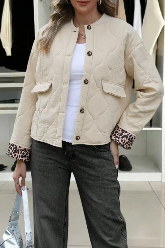 Patchwork Leopard Print Relaxed Jacket