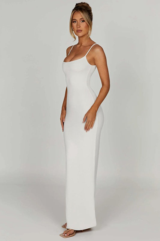 Scoop Neck Spaghetti Strap Jersey Bodycon Maxi Dress