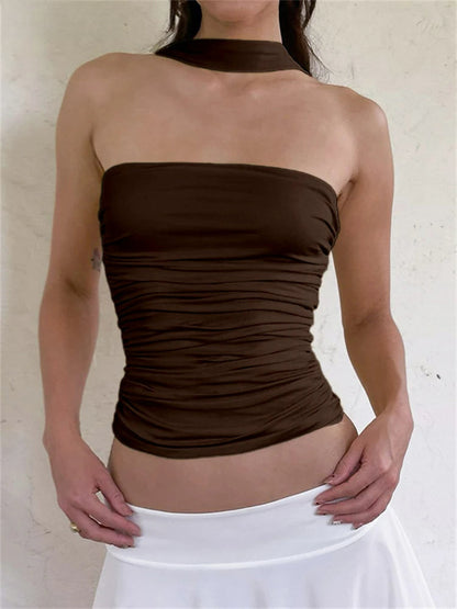 Solid Slim Fit Corset Tube Strapless