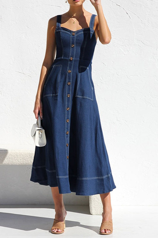 Casual Button-Up Denim Dress