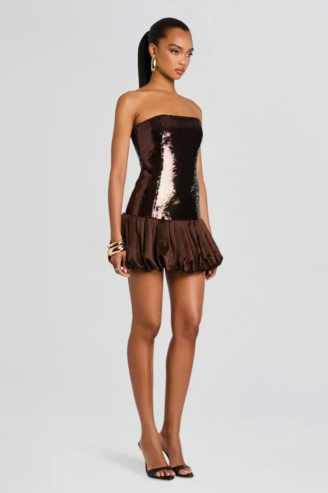 Sequin Peplum Strapless Birthday Dress