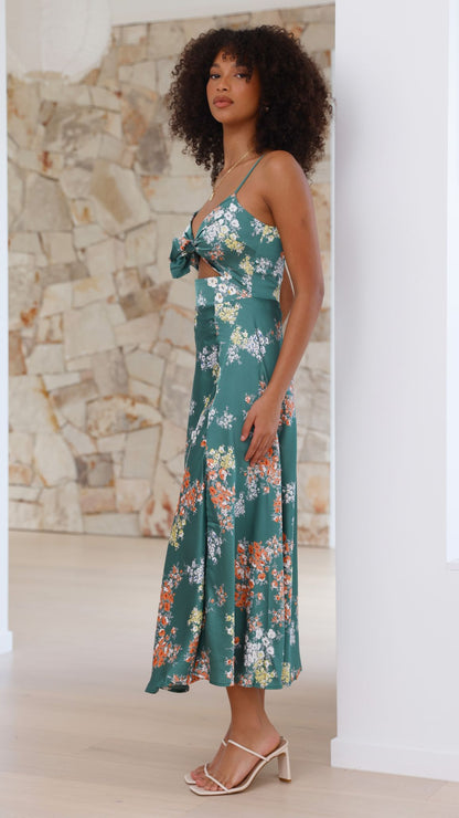 Mock Neck Ruched Draped Midi Dress