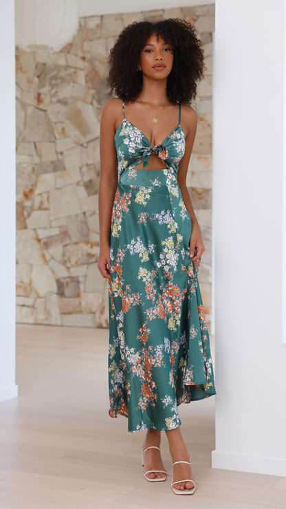 Mock Neck Ruched Draped Midi Dress
