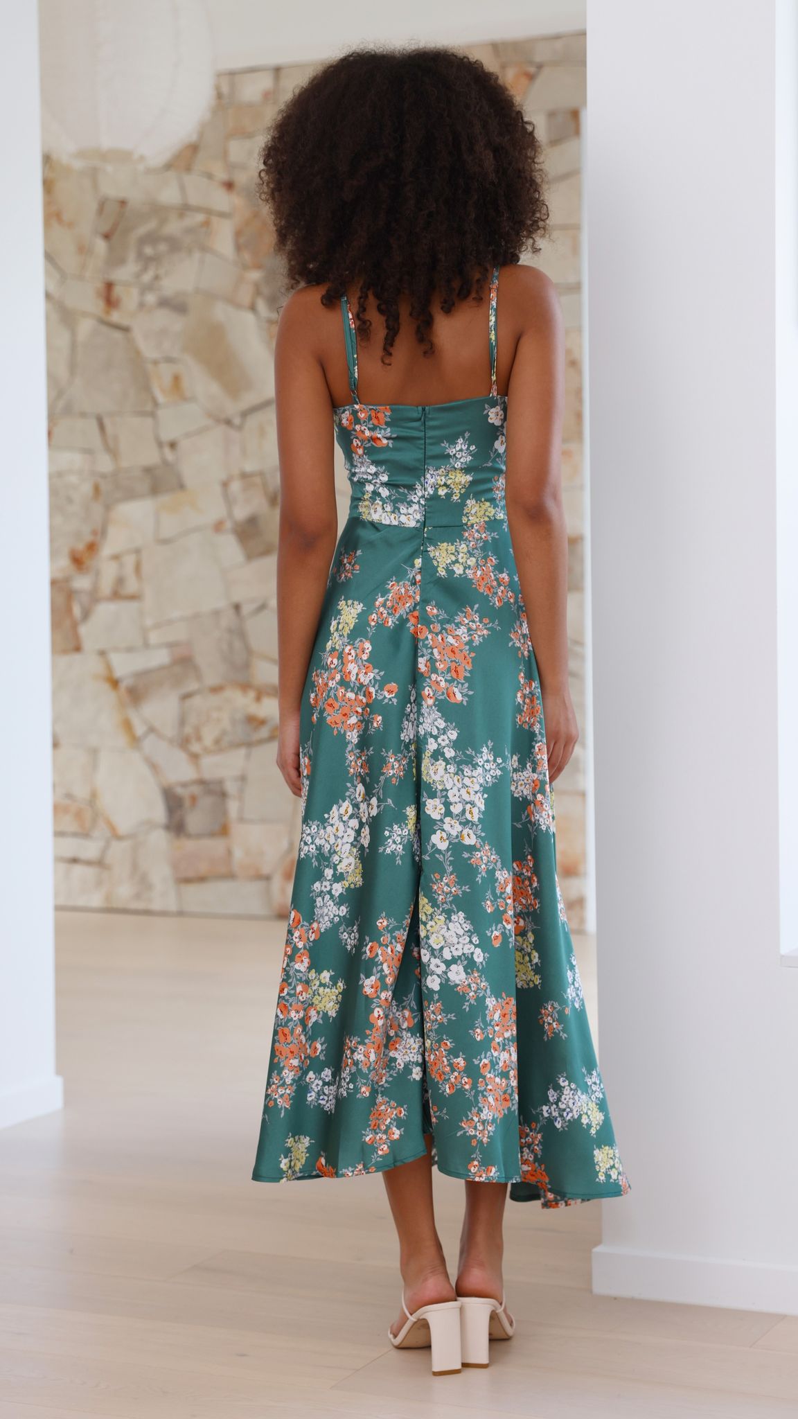 Mock Neck Ruched Draped Midi Dress