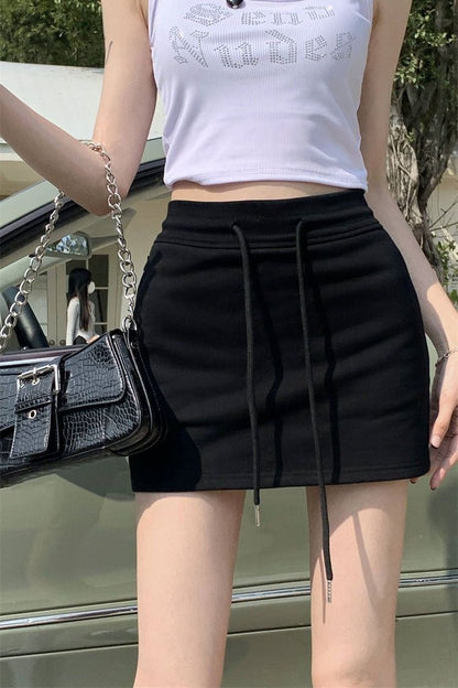 Drawstring Sport Mini Skirt