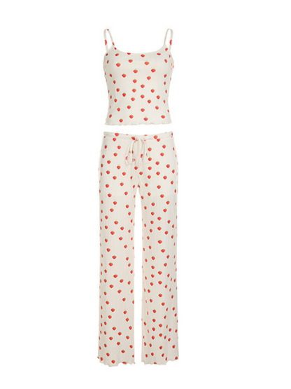 Marisa Strawberry Print Pajama Set