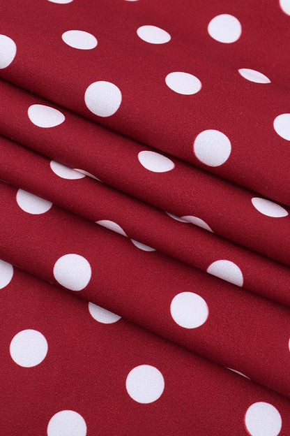 Polka Dot V-Neck Wide Strap Fit and Flare Midi Dress