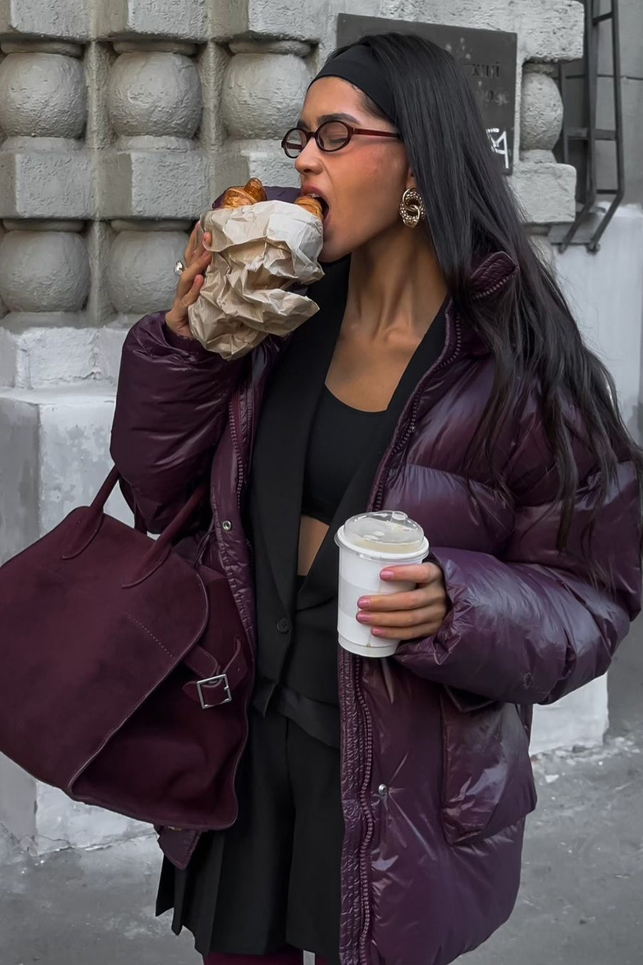 Solid Color Zipped Hooded Puffer Jacket