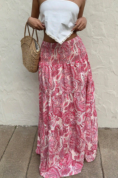 Boho Print A-Line Maxi Skirt
