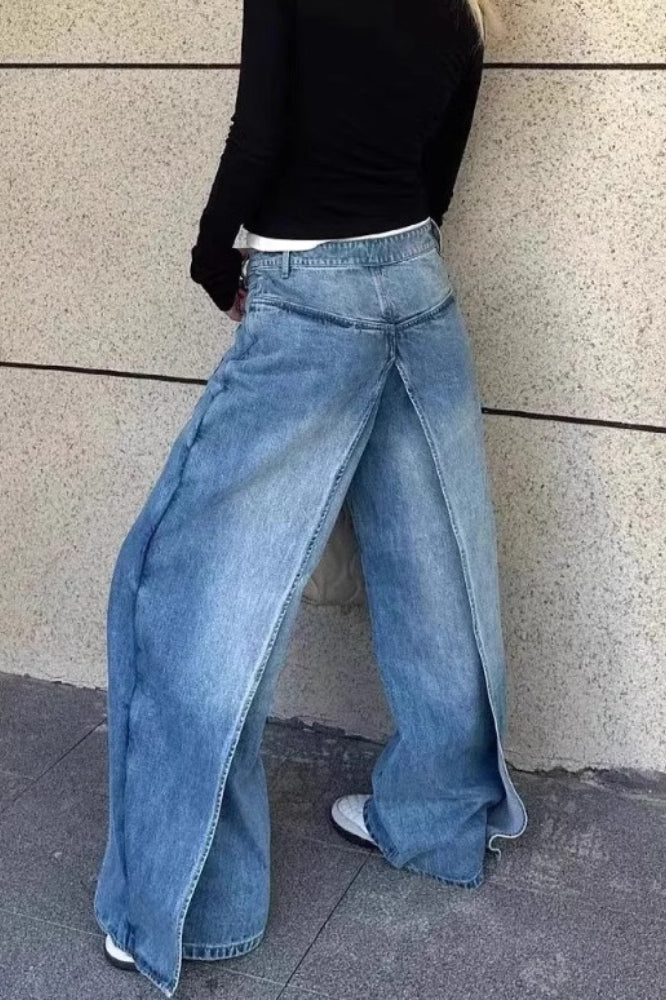 Reversible Deconstructed Wide Leg Jeans
