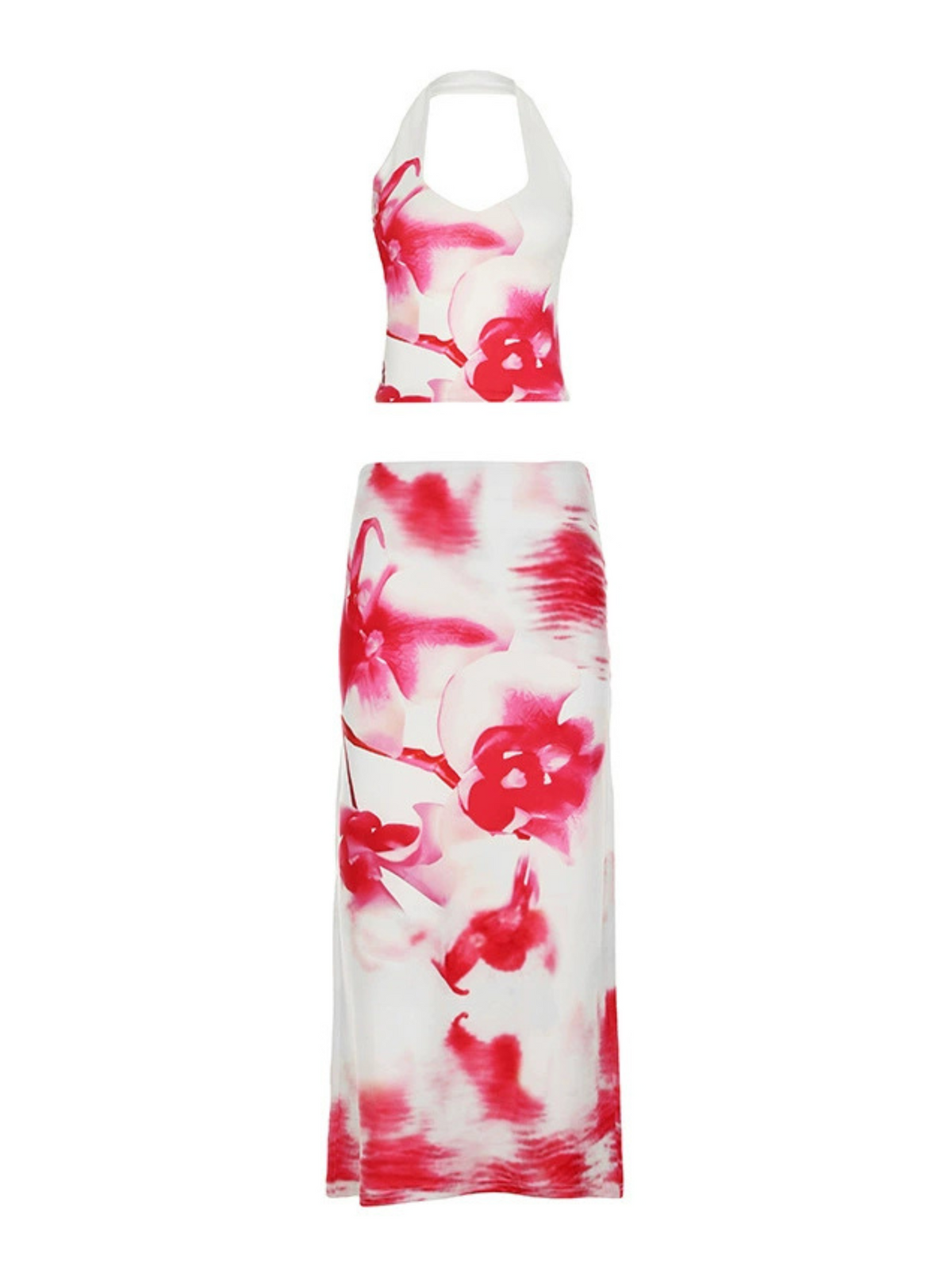 Effie Orchid Halter Skirt Set