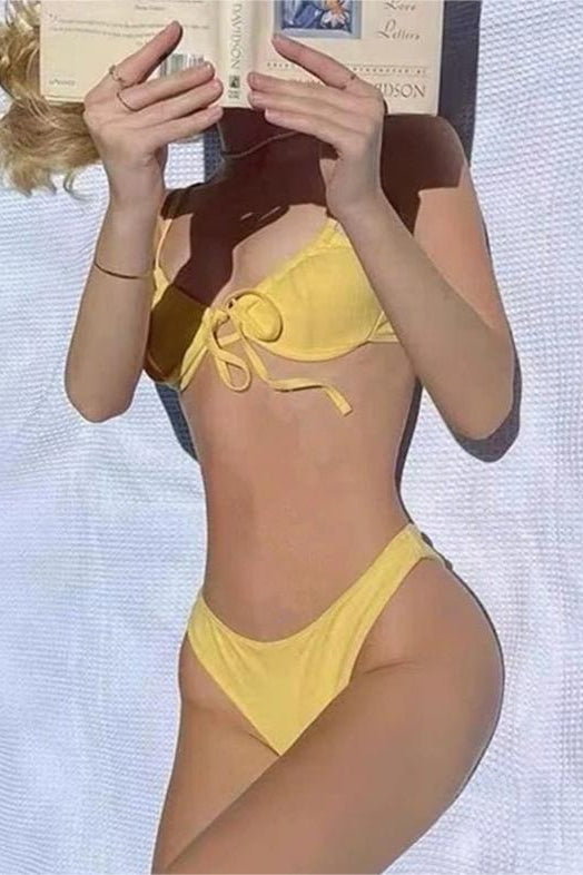 Solid Tie Triangle Bikini Set
