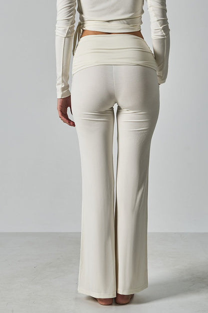 Solid Fitted Foldover Soft Pants
