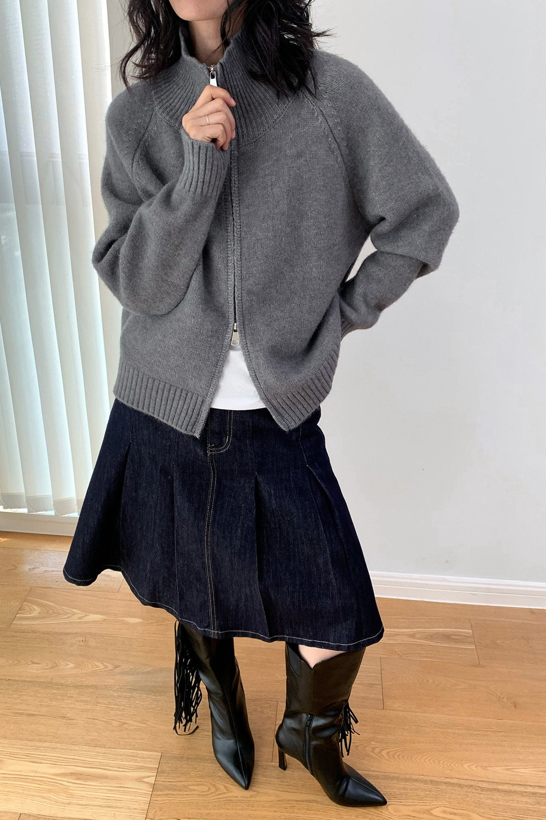 Soft Knit Zipper Cardigan