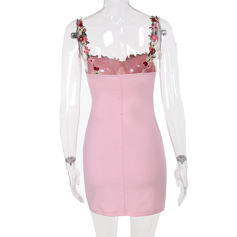 Sweetheart Corset Floral Embroidery Bandage Mini Dress