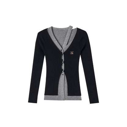 Elegant Black Knit Long Cardigan With Hollow Out Design
