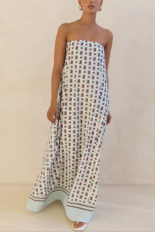 Strapless Color Block Loose Fit Maxi Dress