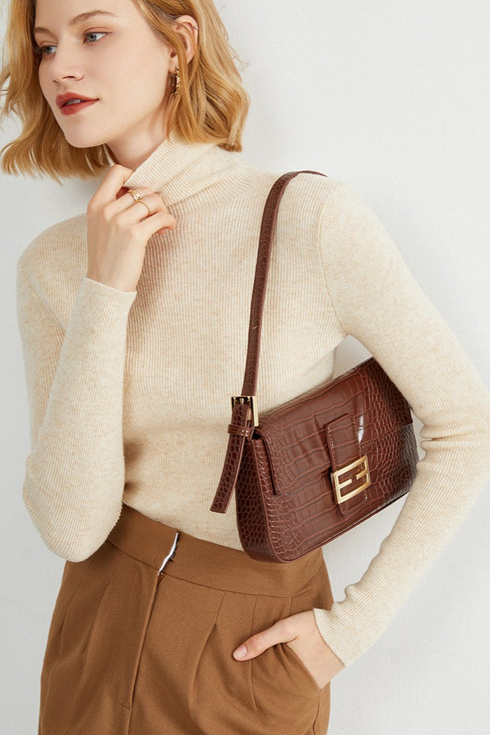 Ribbed Turtleneck Long-Sleeve Slim Stretch Knit Top