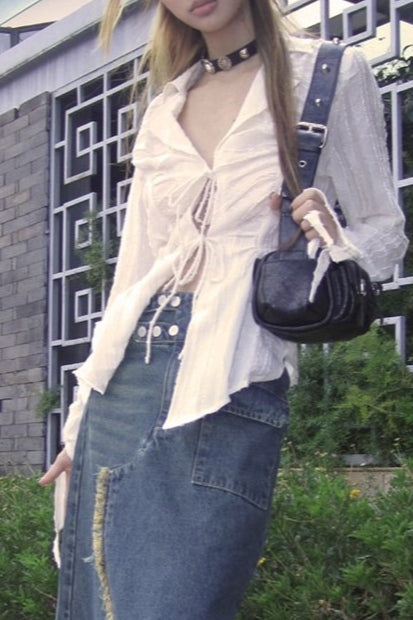 Unique Y2K Chiffon Blouse