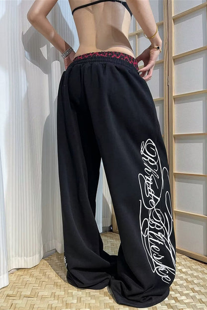 Double Waist Leopard Wide Pants