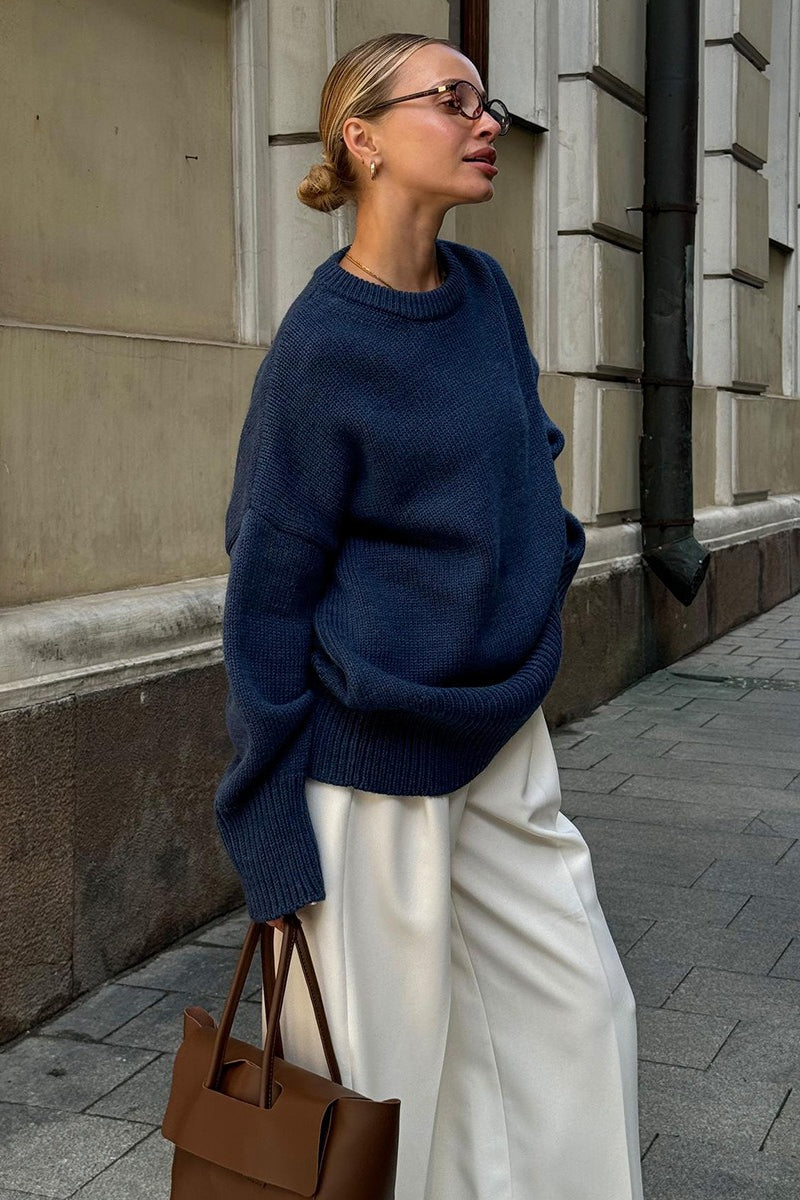 Casual Solid Color Pullover Sweater