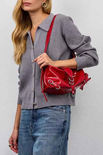 Solid V Neck Button Down Cardigan