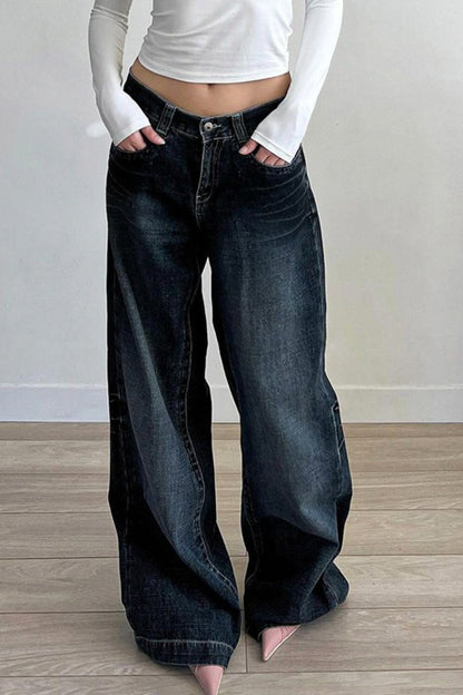 Minimal Vintage Loose Washed Black Jeans