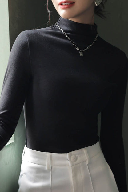 Fleece Mock Neck Slim Solid Base Layer