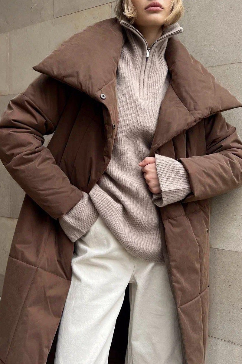 Long Stand Collar Relaxed Quilted Puffer Jacket
