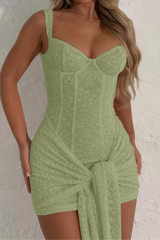 V Neck Lace Bodycon Cami Lace Dress