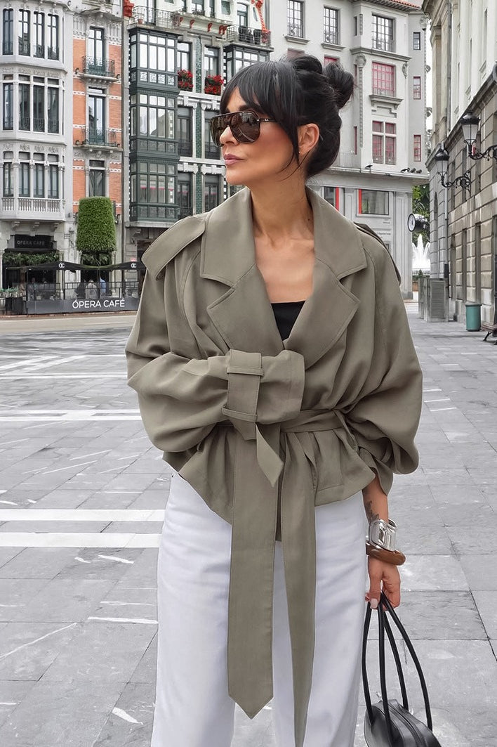 Oversized Collar Wrap Waist Coat