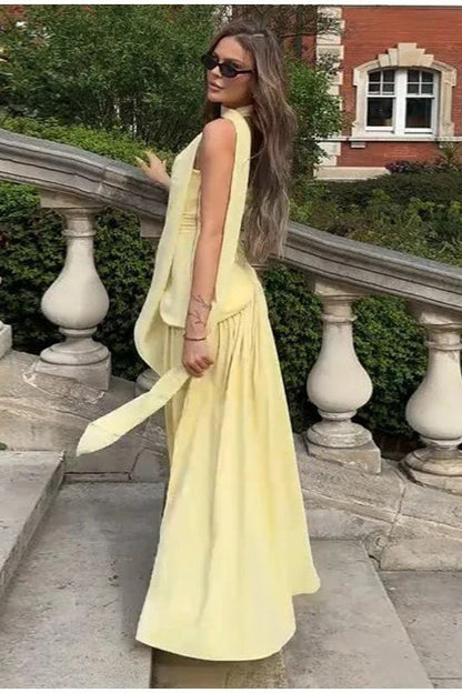 Open-Back Asymmetric Work Dress