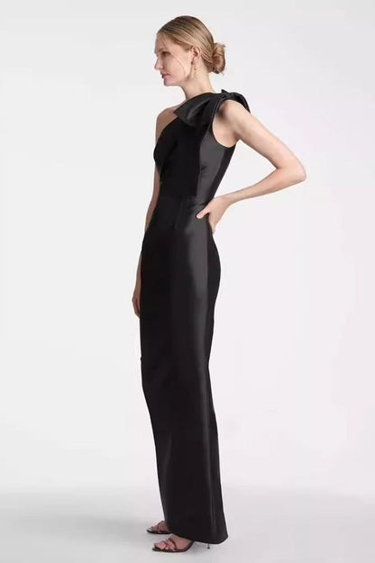 Luxury Black Bow Bandage High Waist Formal Dress