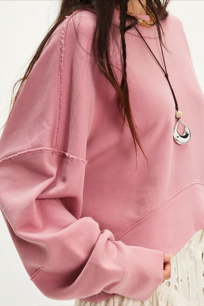 Solid Cropped Crewneck Sweatshirt