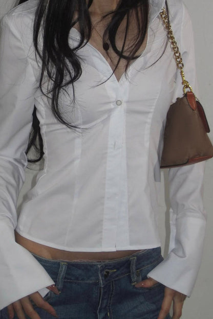 Tailored Collared Button Blouse