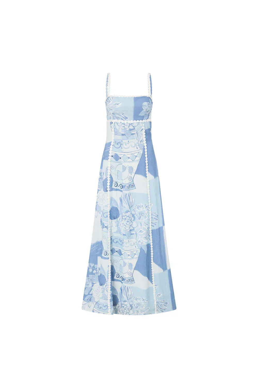 Spaghetti Strap Mesh Overlay Column Maxi Gown