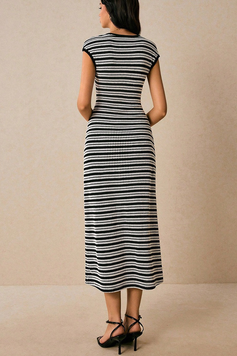 Striped Knit Bodycon Work Dress