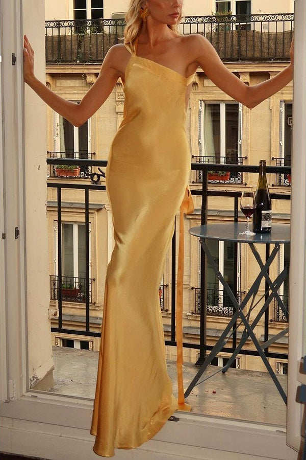 Satin One Shoulder Bodycon Formal Dress