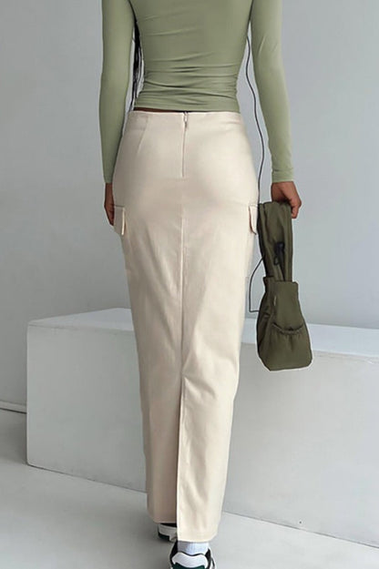 Slim-Fit Cargo Cotton Skirt