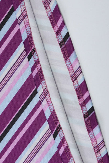 Purple Halter Neck Horizontal Diagonal Stripe Chevron Maxi Dress