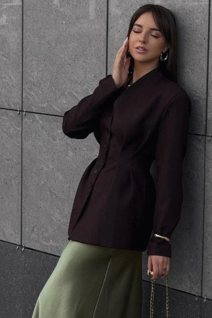 Elegant Single-Button Draped Blazer
