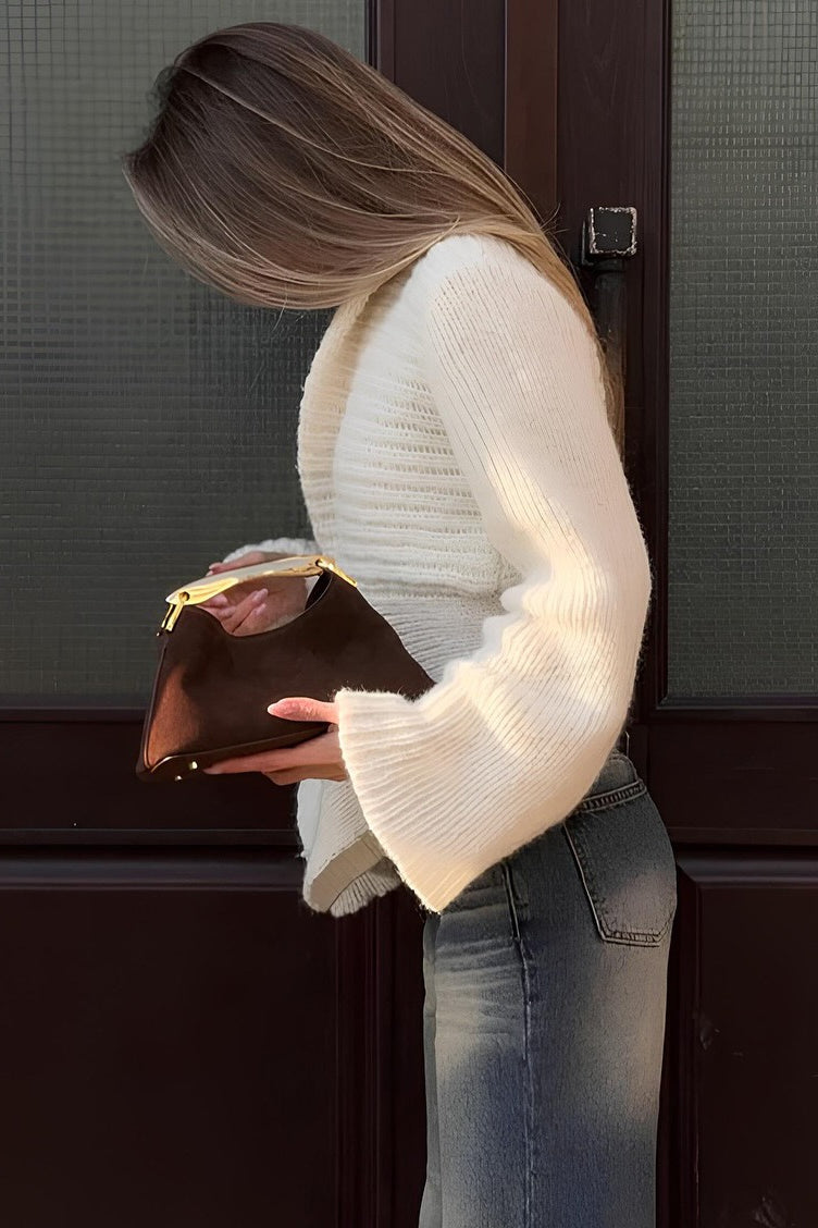 One Button Asymmetrical Knit  Blouse