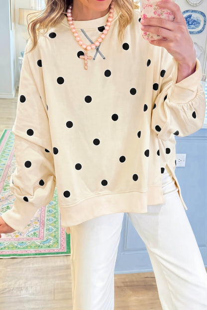 Polka Dot Oversized Crewneck Sweatshirt