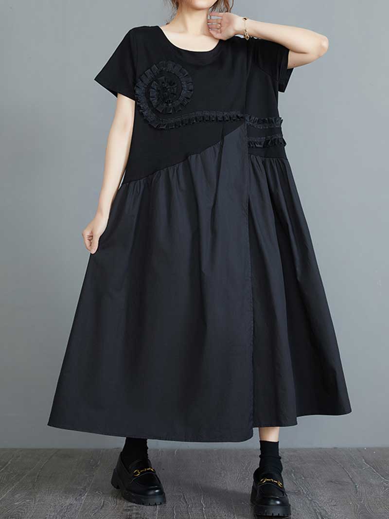 Square Neck Lace Trim Tiered Ruffle Midi Dress