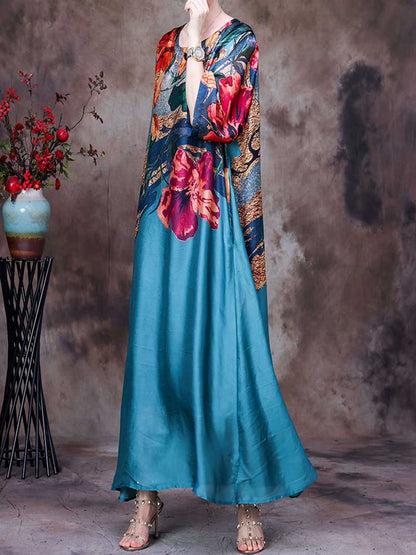 Spaghetti Strap Abstract Print Maxi Dress