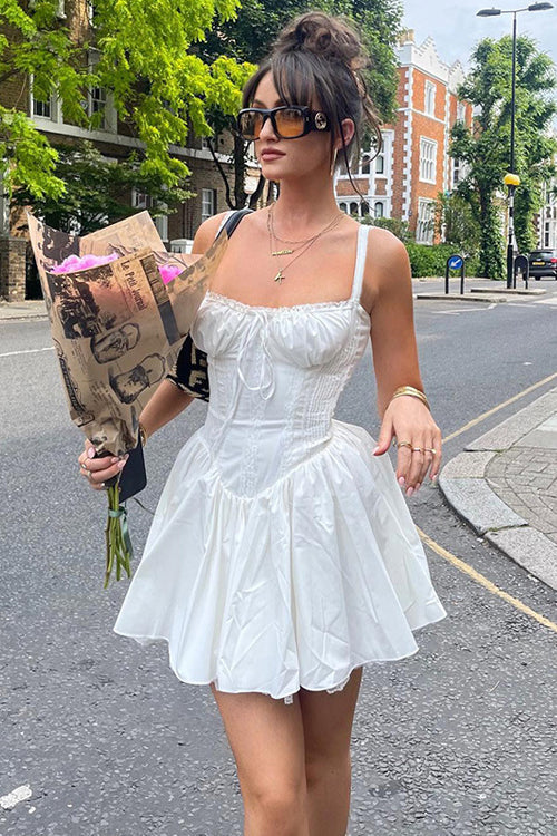Lace Tie Back Mini Dress
