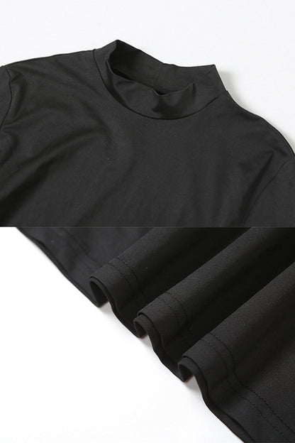 Mock Neck Long Sleeve Cut Out Back Bodycon Maxi Dress